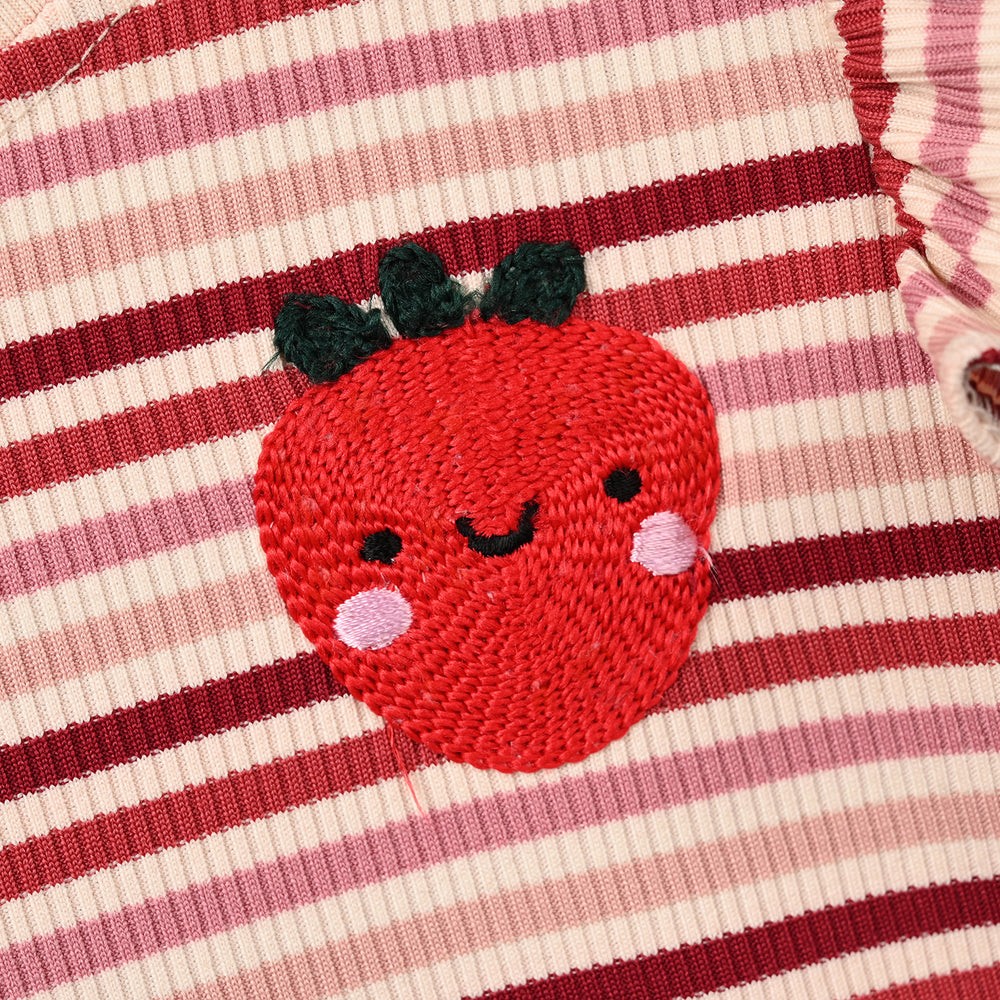 Infant Girls 2x1 Rib T-Shirt Strawberry - White