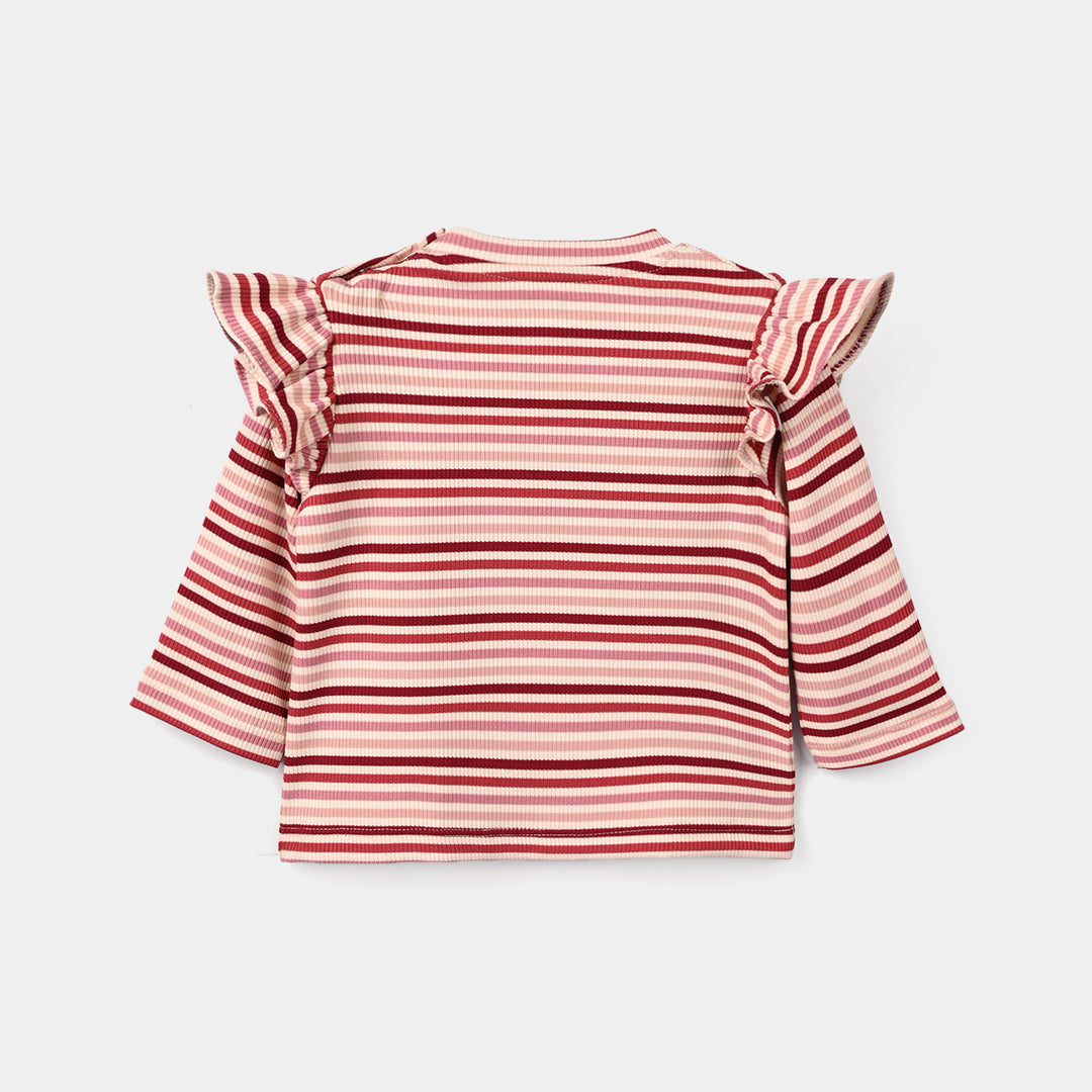 Infant Girls 2x1 Rib T-Shirt Strawberry - White