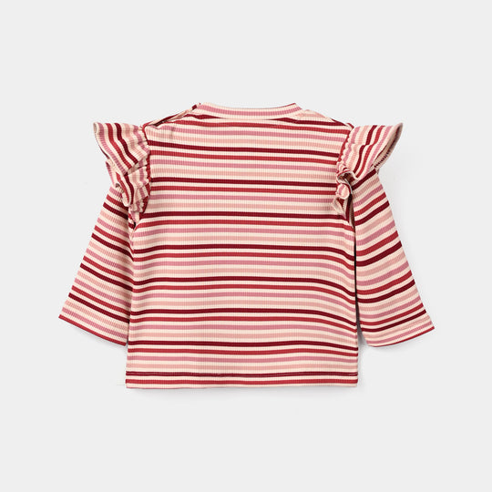 Infant Girls 2x1 Rib T-Shirt Strawberry - White