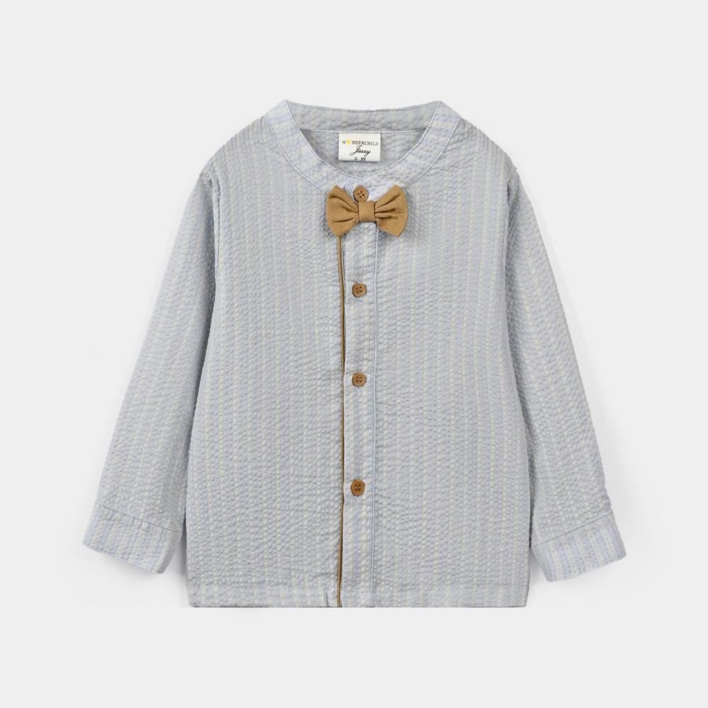 Infant Boys Cotton Interlock Woven Suit 320 - 034 - Blue & Beige