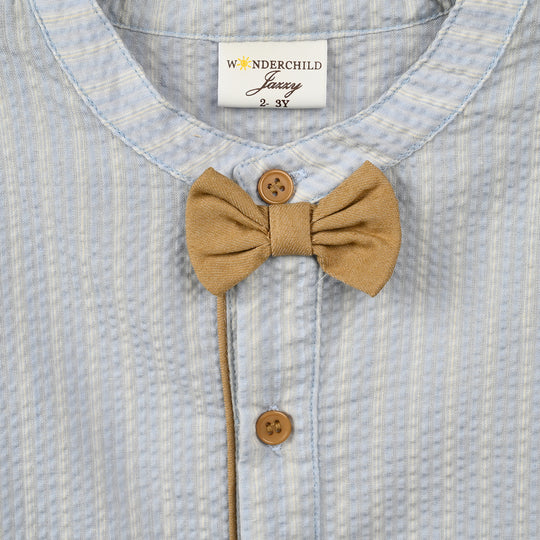 Infant Boys Cotton Interlock Woven Suit 320 - 034 - Blue & Beige