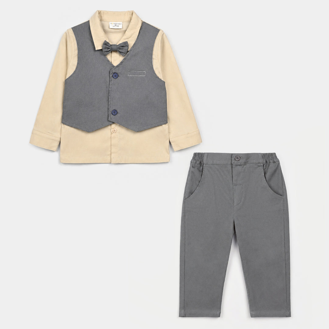 Infant Boys Cotton Interlock 3 - PC 320 - 030 - Grey & Beige