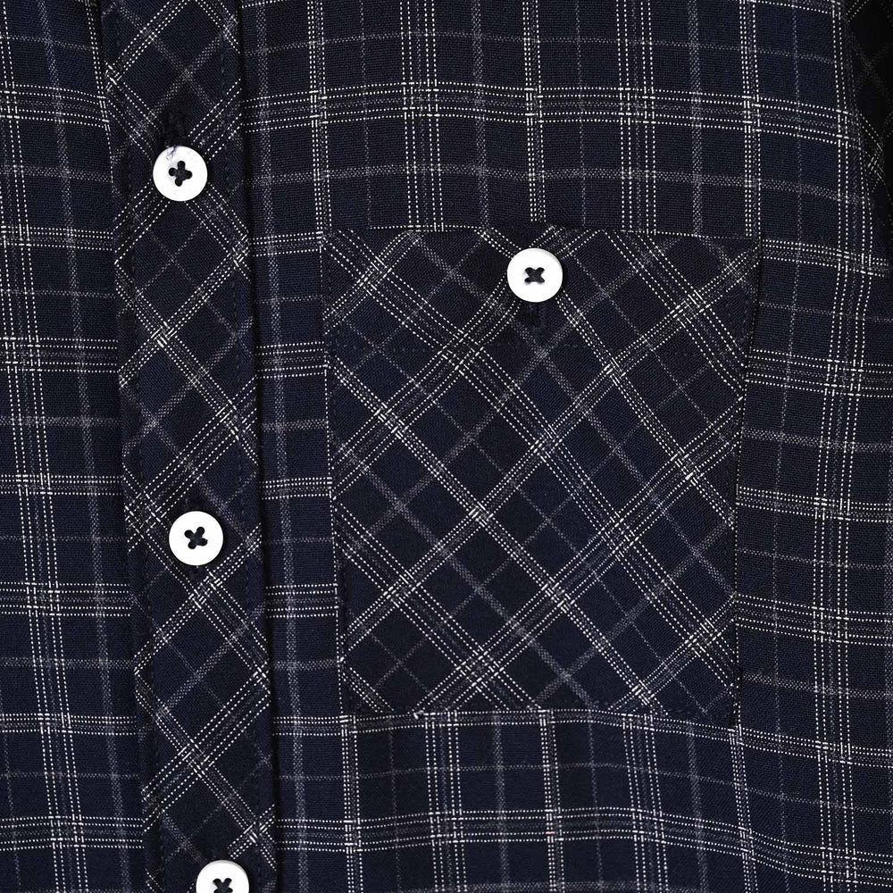 Boys Yarn Dyed Shirt Pin Stripe Check - BLACK