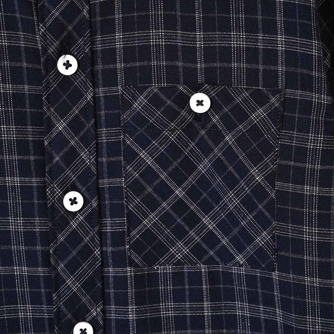 Boys Yarn Dyed Shirt Pin Stripe Check - BLACK