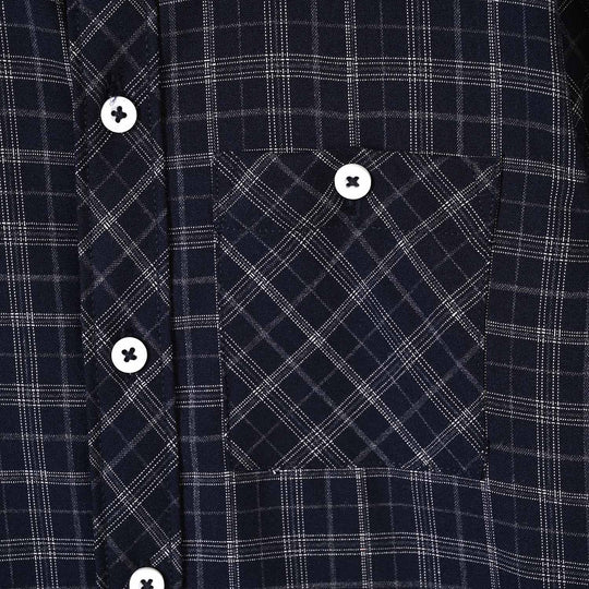 Boys Yarn Dyed Shirt Pin Stripe Check - BLACK