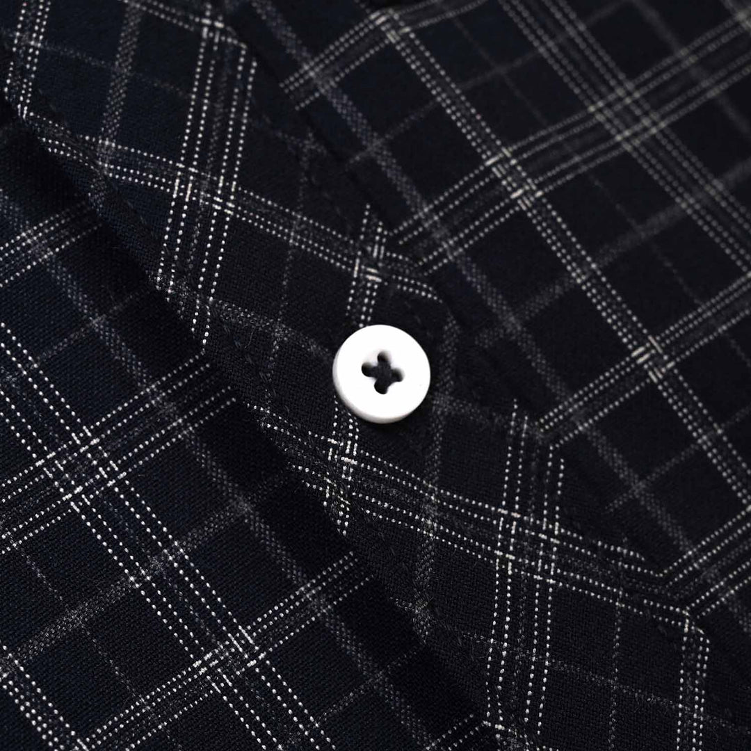 Boys Yarn Dyed Shirt Pin Stripe Check - BLACK