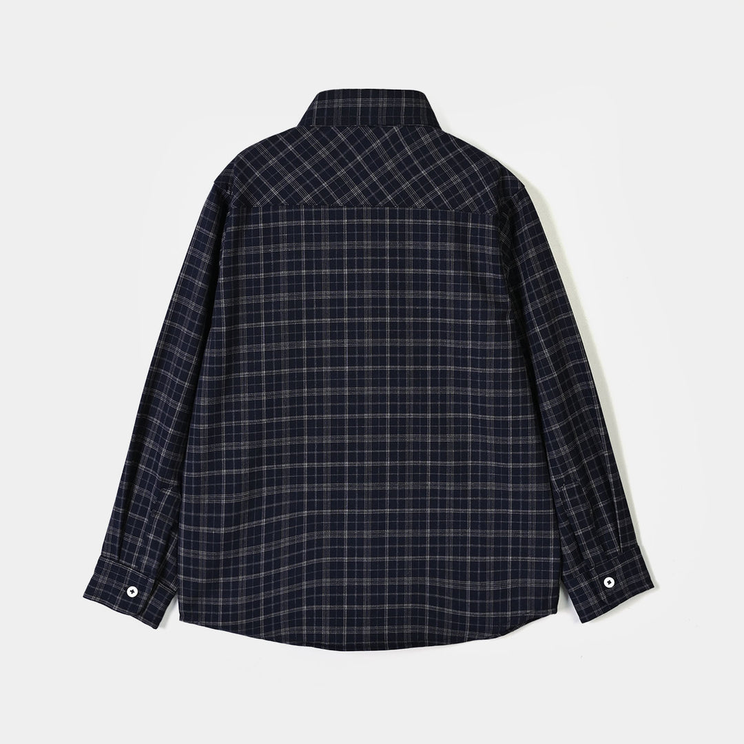 Boys Yarn Dyed Shirt Pin Stripe Check - BLACK