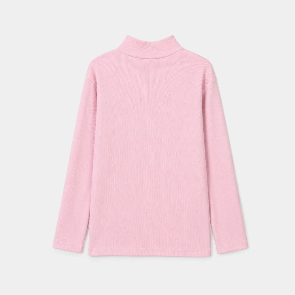 Girls 2x1 Rib Turtle Neck-Pink