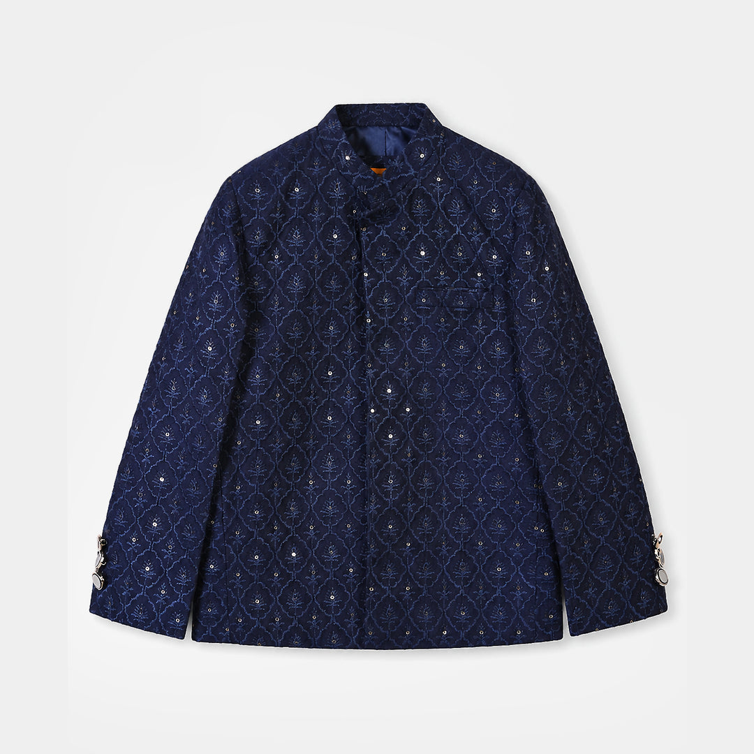 Boys Poly Viscose Prince Coat (Sapphire)- Blue