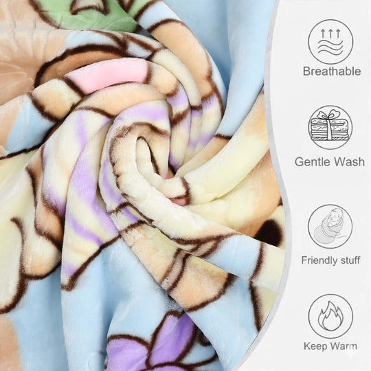 Butterfly & Bear Sky Blue Baby Blanket | 100x130