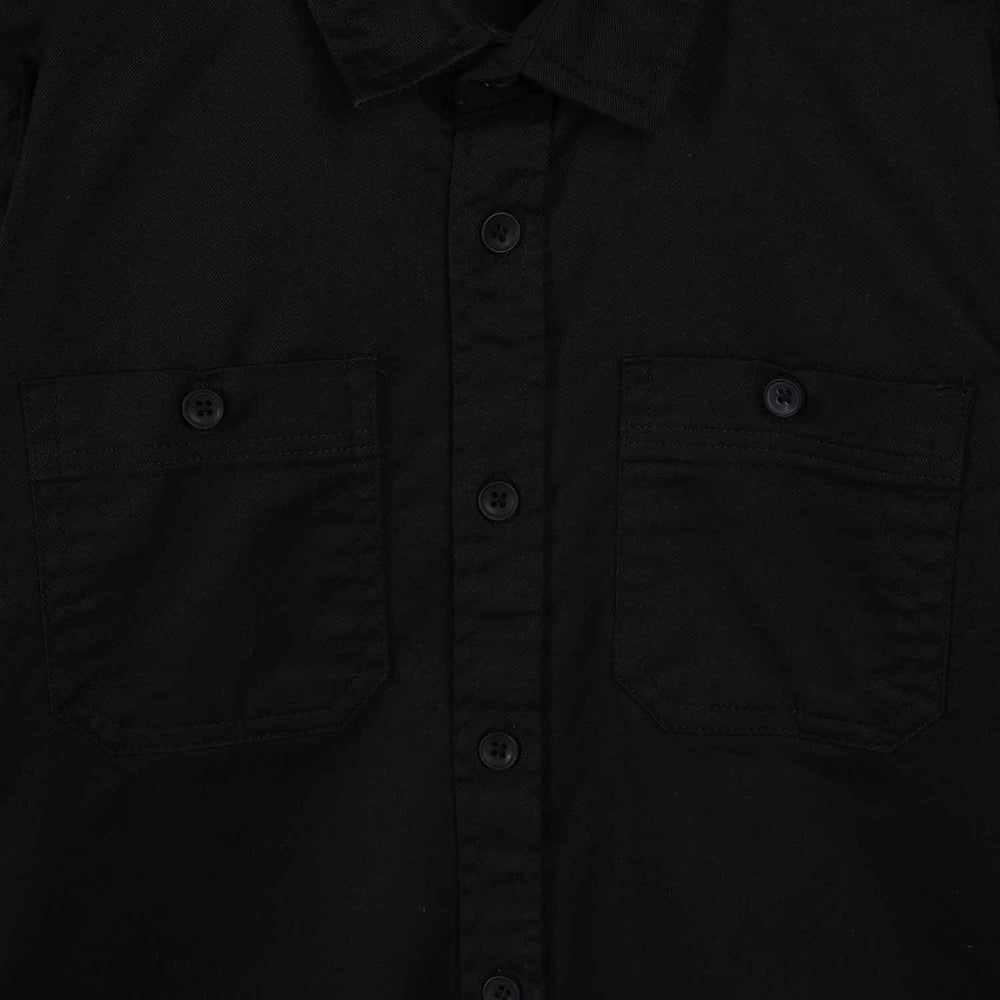 Boys Cotton Twill Shirt F/S (Double Black)-BLACK