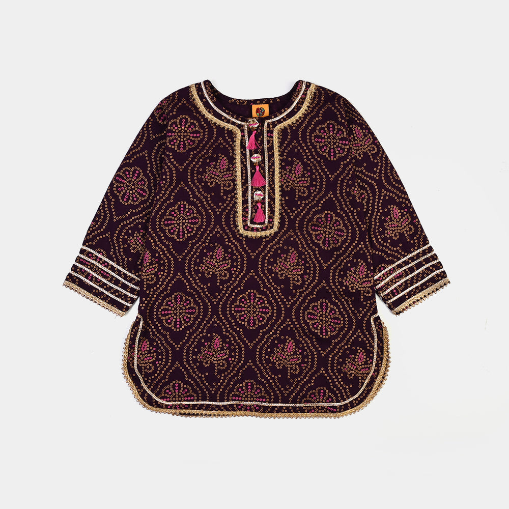 Girls Chikankari 2Pcs Rani-Purple