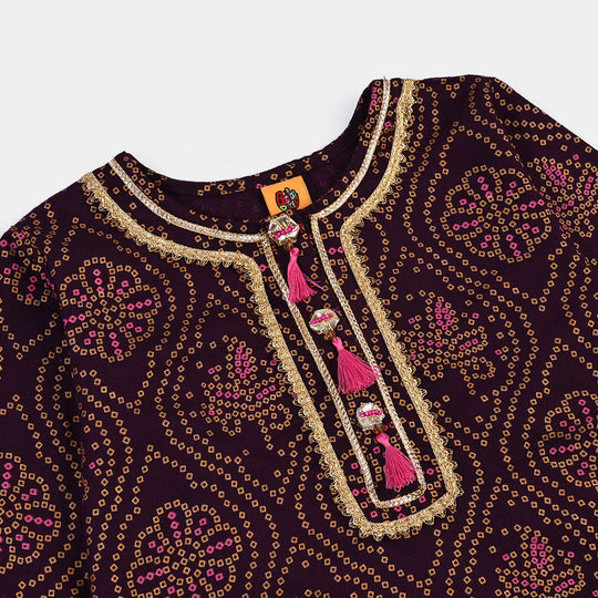 Girls Chikankari 2Pcs Rani-Purple