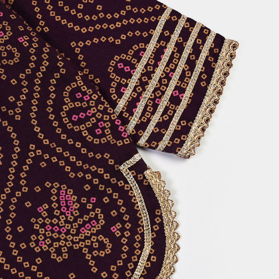 Girls Chikankari 2Pcs Rani-Purple