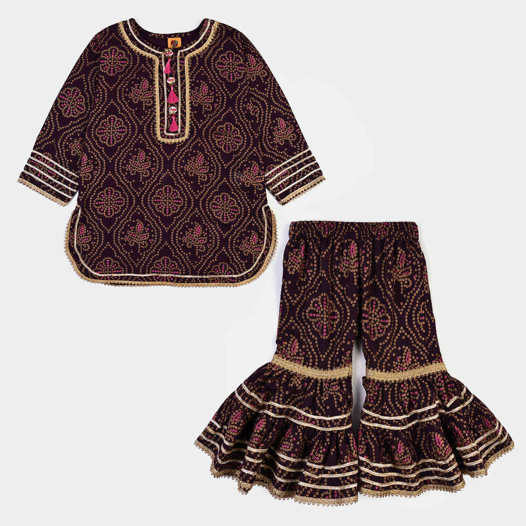 Girls Chikankari 2Pcs Rani-Purple