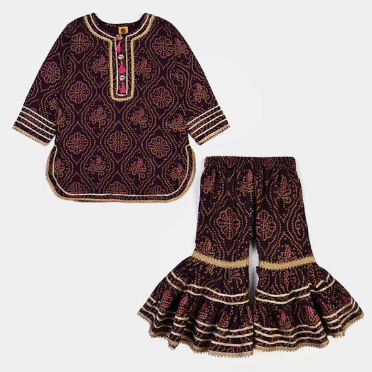 Girls Chikankari 2Pcs Rani-Purple