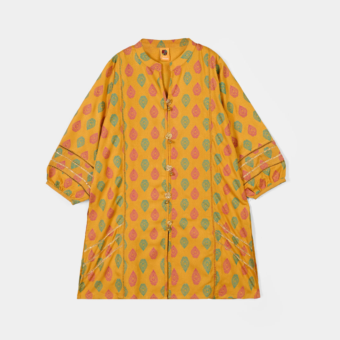 Girls Chikankari 2Pcs Sur-Mustard