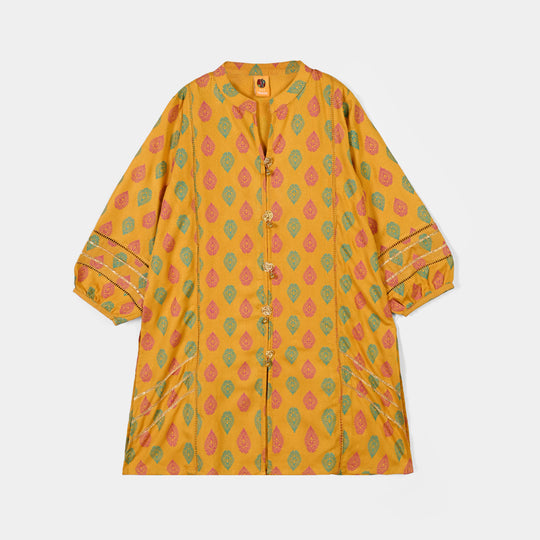 Girls Chikankari 2Pcs Sur-Mustard