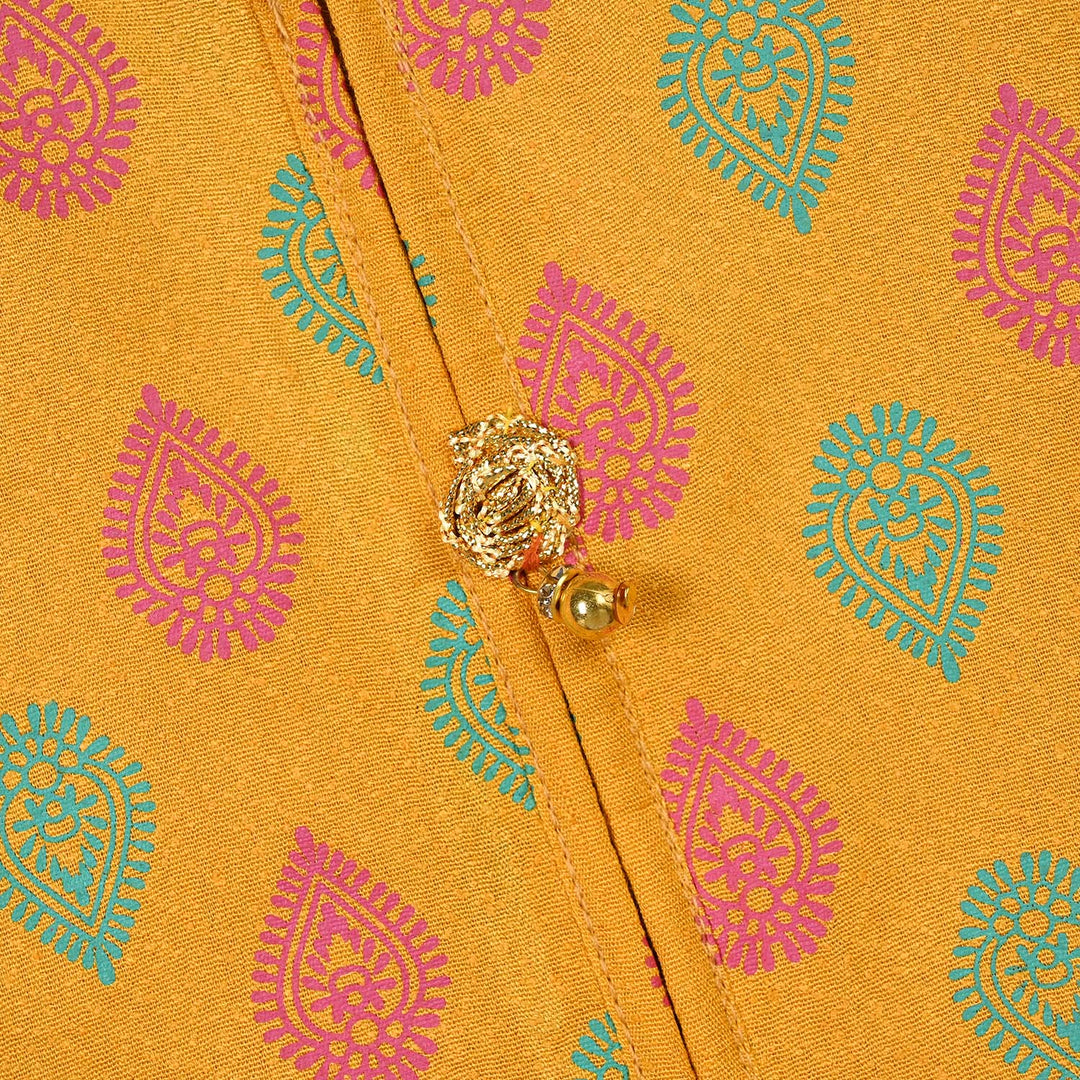 Girls Chikankari 2Pcs Sur-Mustard