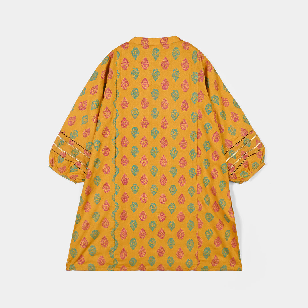 Girls Chikankari 2Pcs Sur-Mustard
