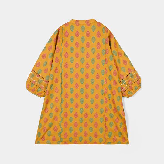 Girls Chikankari 2Pcs Sur-Mustard