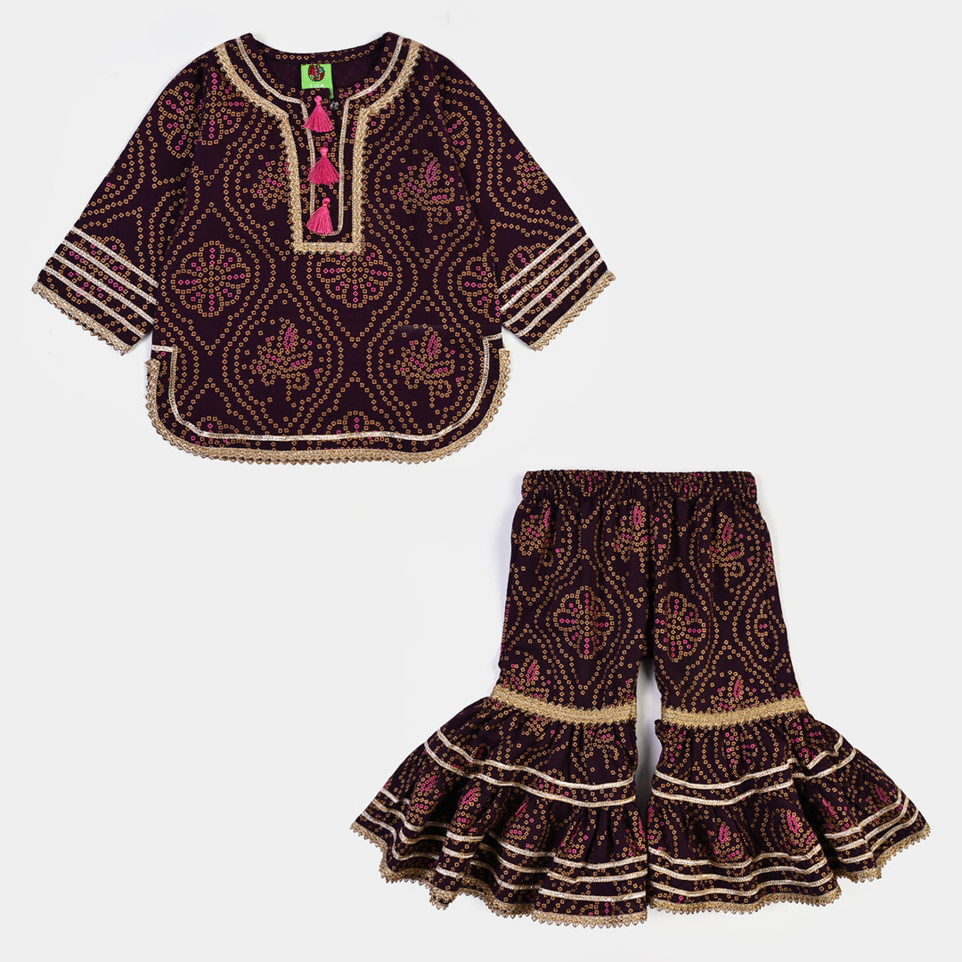 Infant Girls Chikankari 2Pcs Rani-Purple