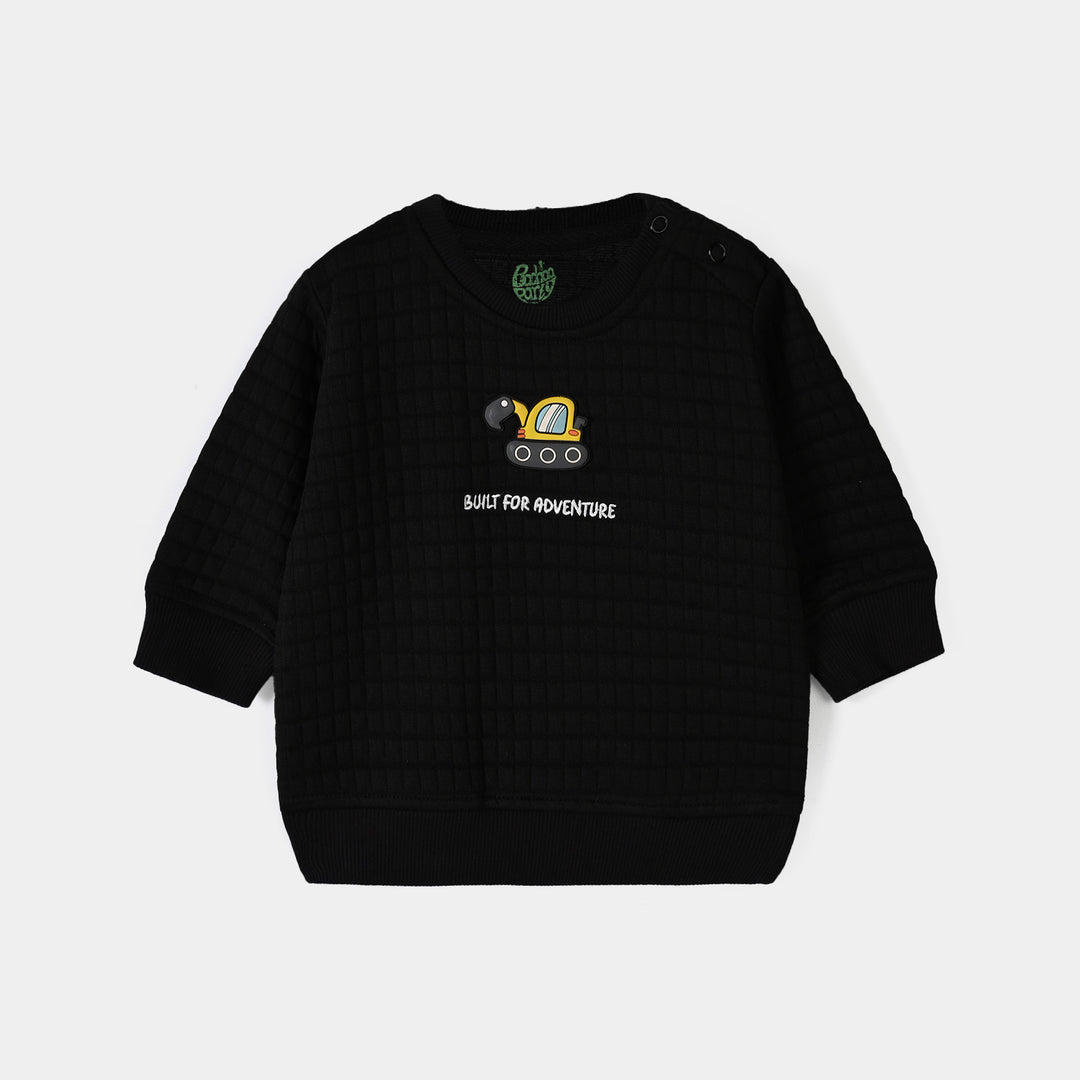 Infant Boys Quilted Sweatshirt Built for Adventure-BLACK