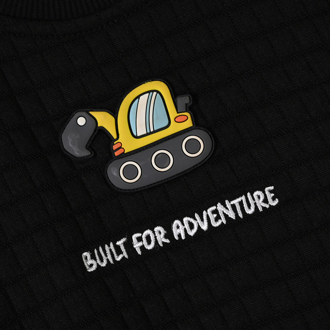 Infant Boys Quilted Sweatshirt Built for Adventure-BLACK