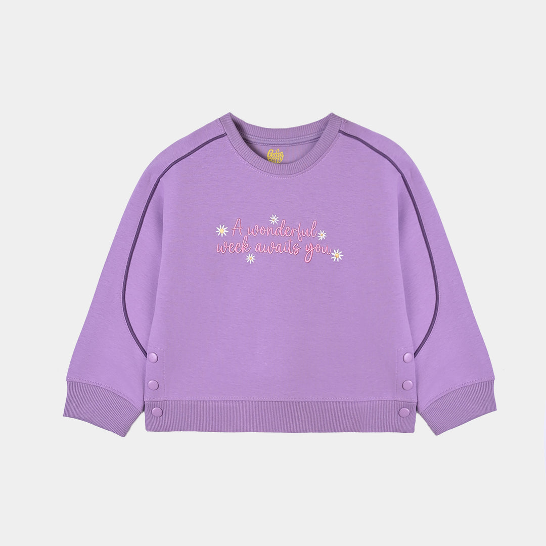Girls Scuba Sweatshirt Wonderful Week-Purple