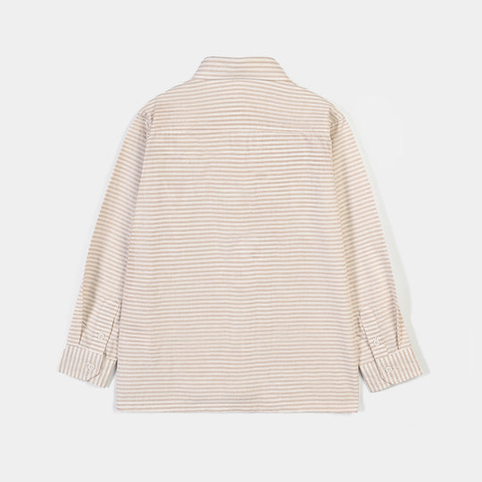 Boys Yarn Dyed Shirt (Limitless Mode)-Brown Stripe