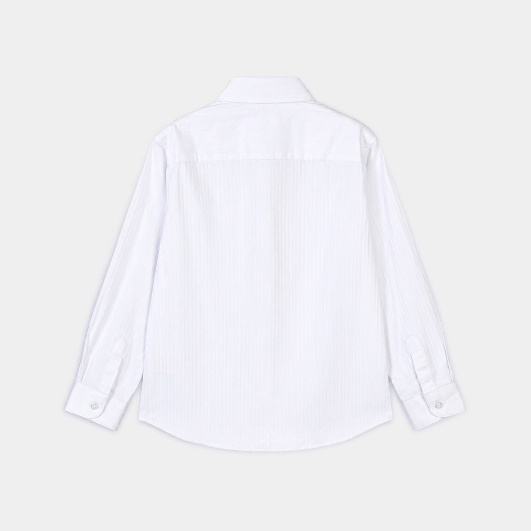 Boys Cotton Twill Formal Shirt-White