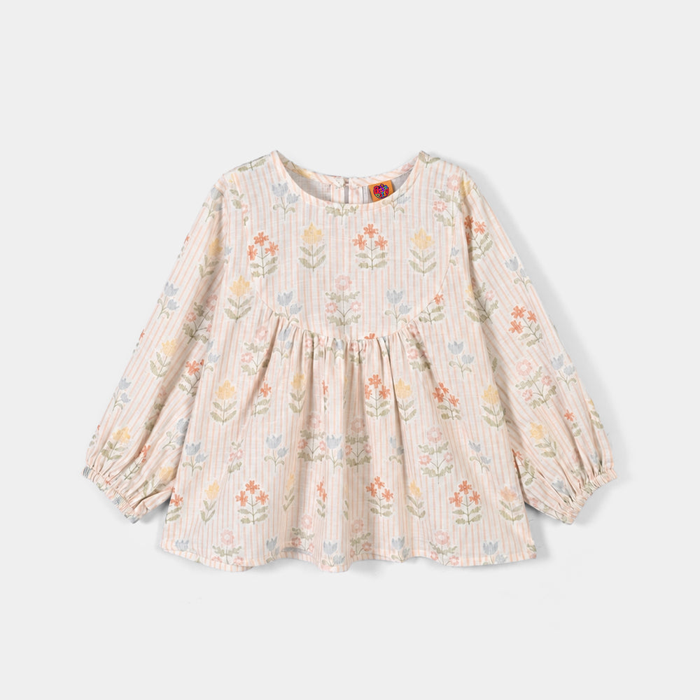 Girls Cotton Co-Ord Set Stripes- Off White