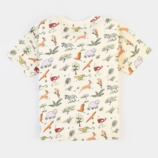 Boys T-Shirt Animal All Over - Cream