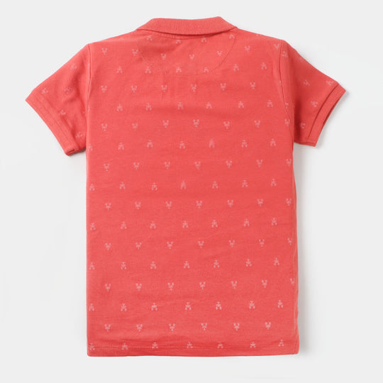Boys Cotton Polo Crabs - Reddish Pink