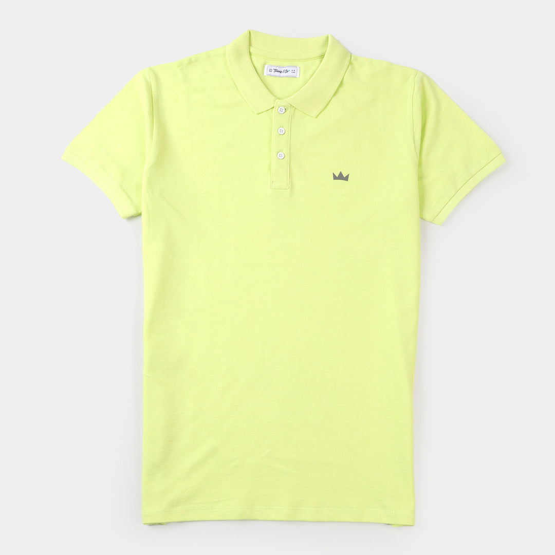 Teens Boys Cotton Polo T-shirt Basic - Sunny Lime