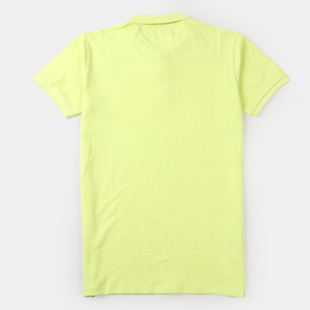 Teens Boys Cotton Polo T-shirt Basic - Sunny Lime