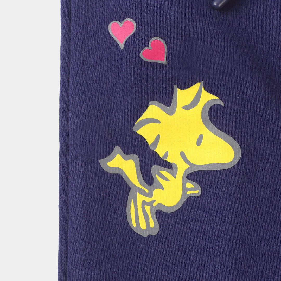 Girls Terry Pajama - Navy/Pink