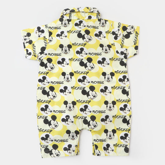 Infant Boys Woven Romper - Yellow