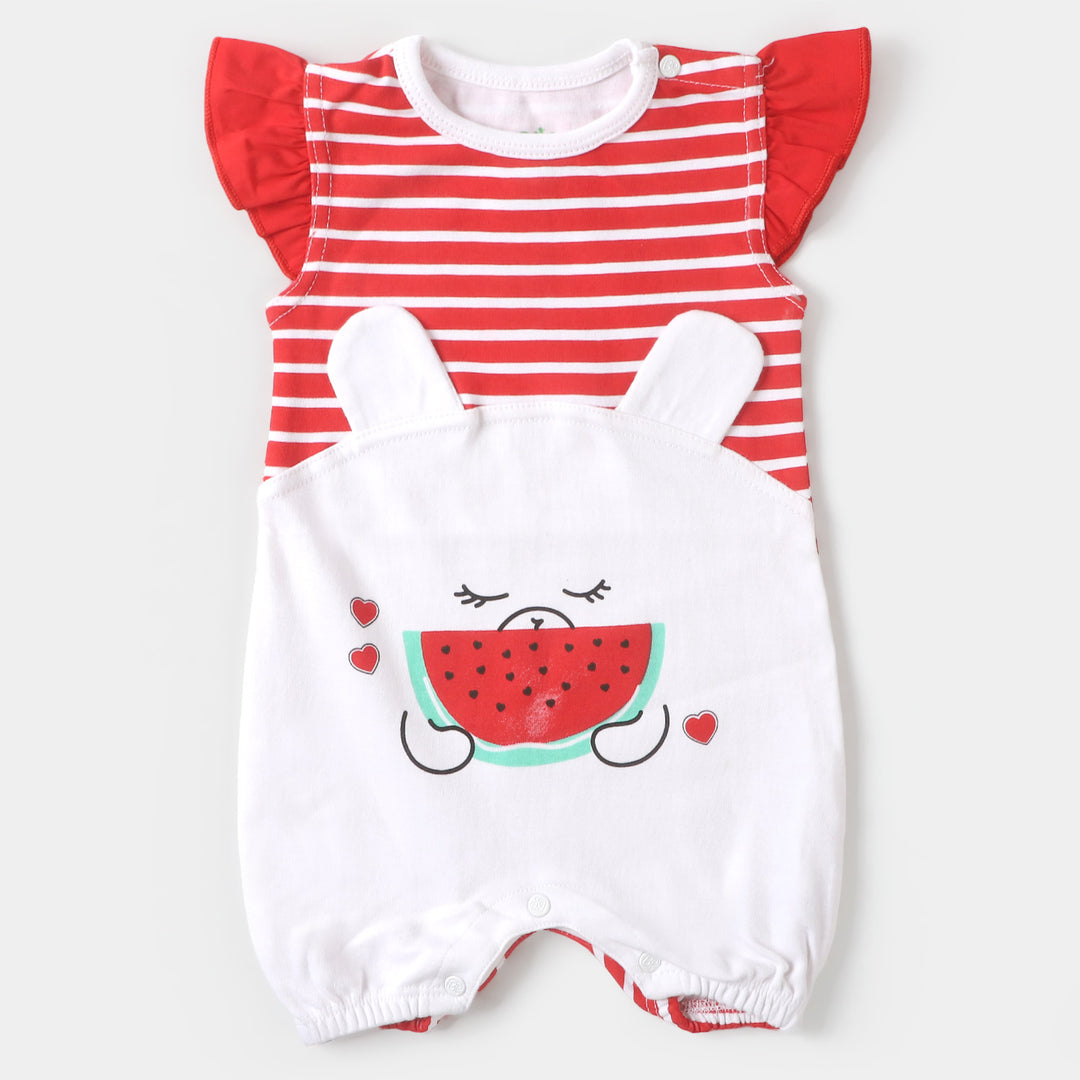Infant Girls Knitted Romper Watermelon - White