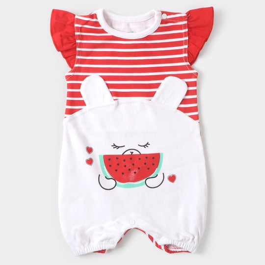 Infant Girls Knitted Romper Watermelon - White