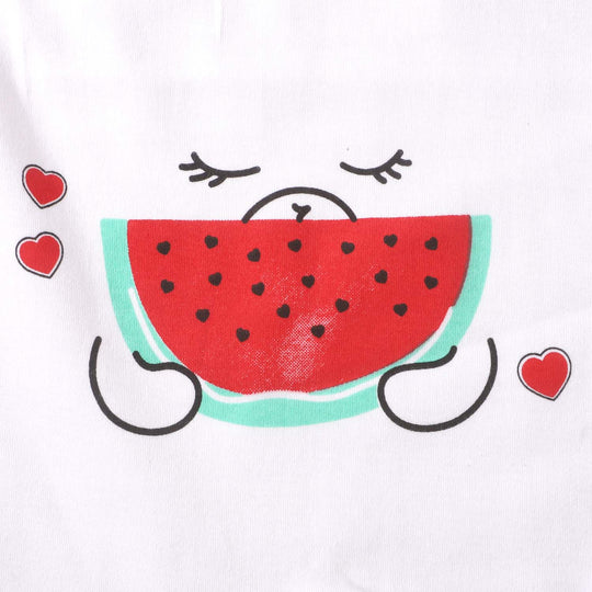 Infant Girls Knitted Romper Watermelon - White