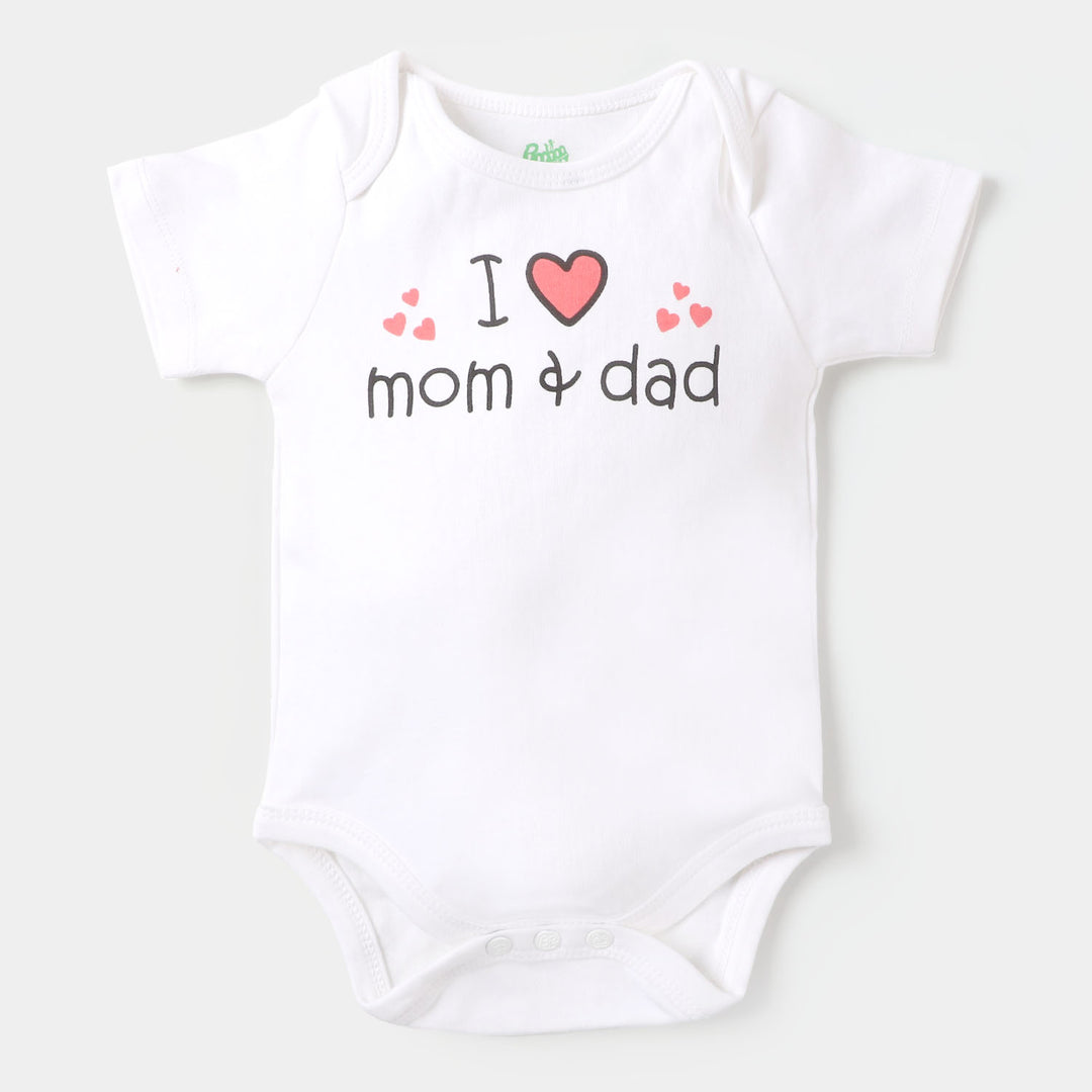 Infant Romper MOM & DAD  - B. White