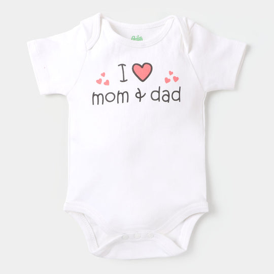 Infant Romper MOM & DAD  - B. White
