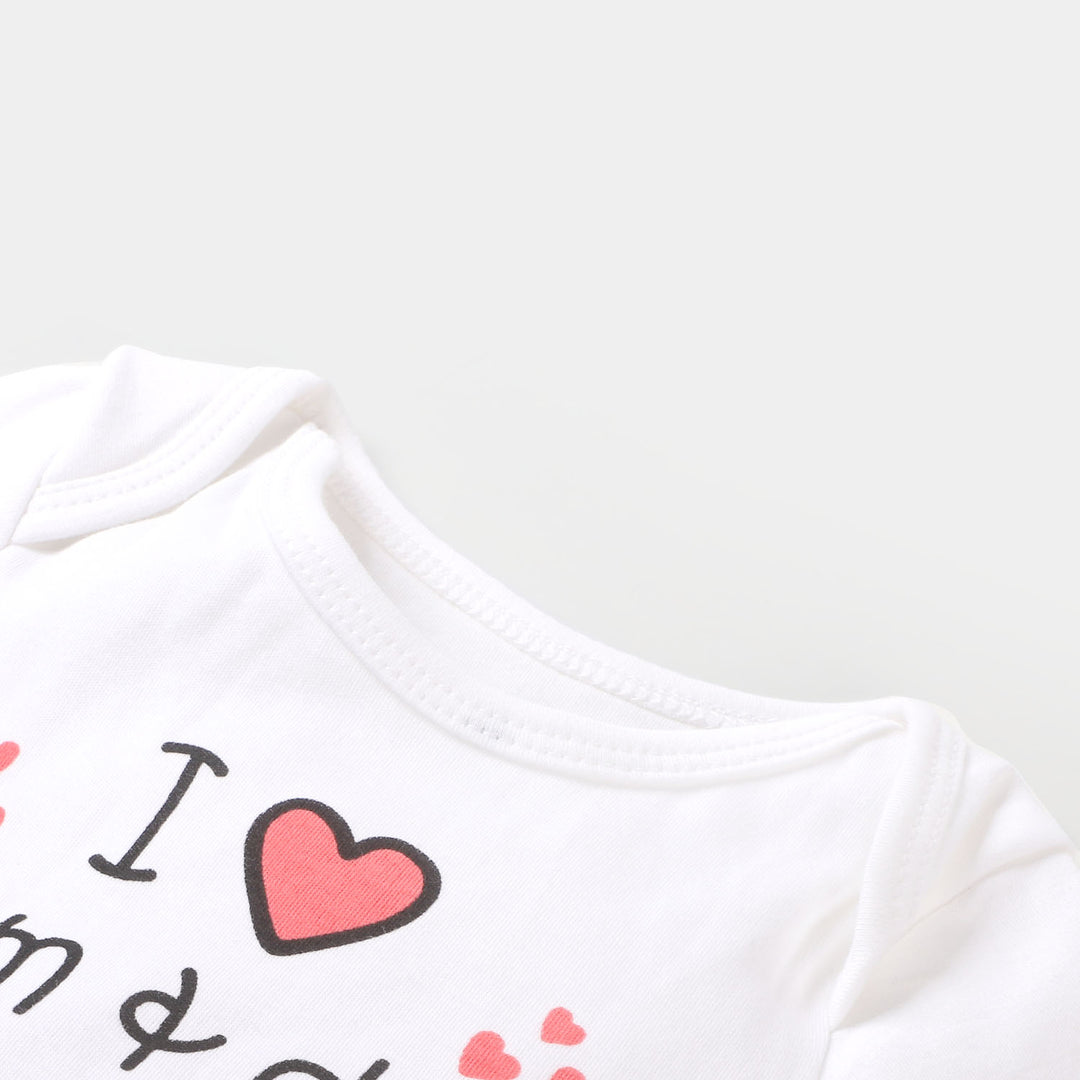 Infant Romper MOM & DAD  - B. White