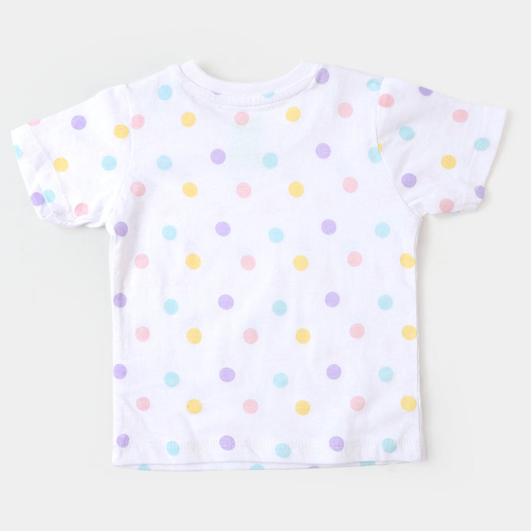 Infant Girls Cotton Set 2 Pc Rainbow & Dots - NAVY