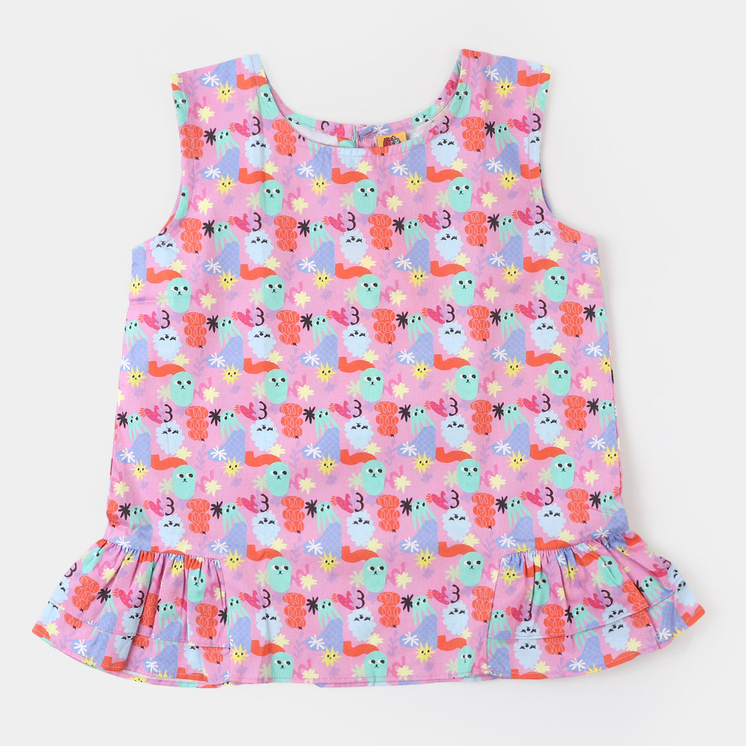 Girls Digital Print Casual Top - Multi