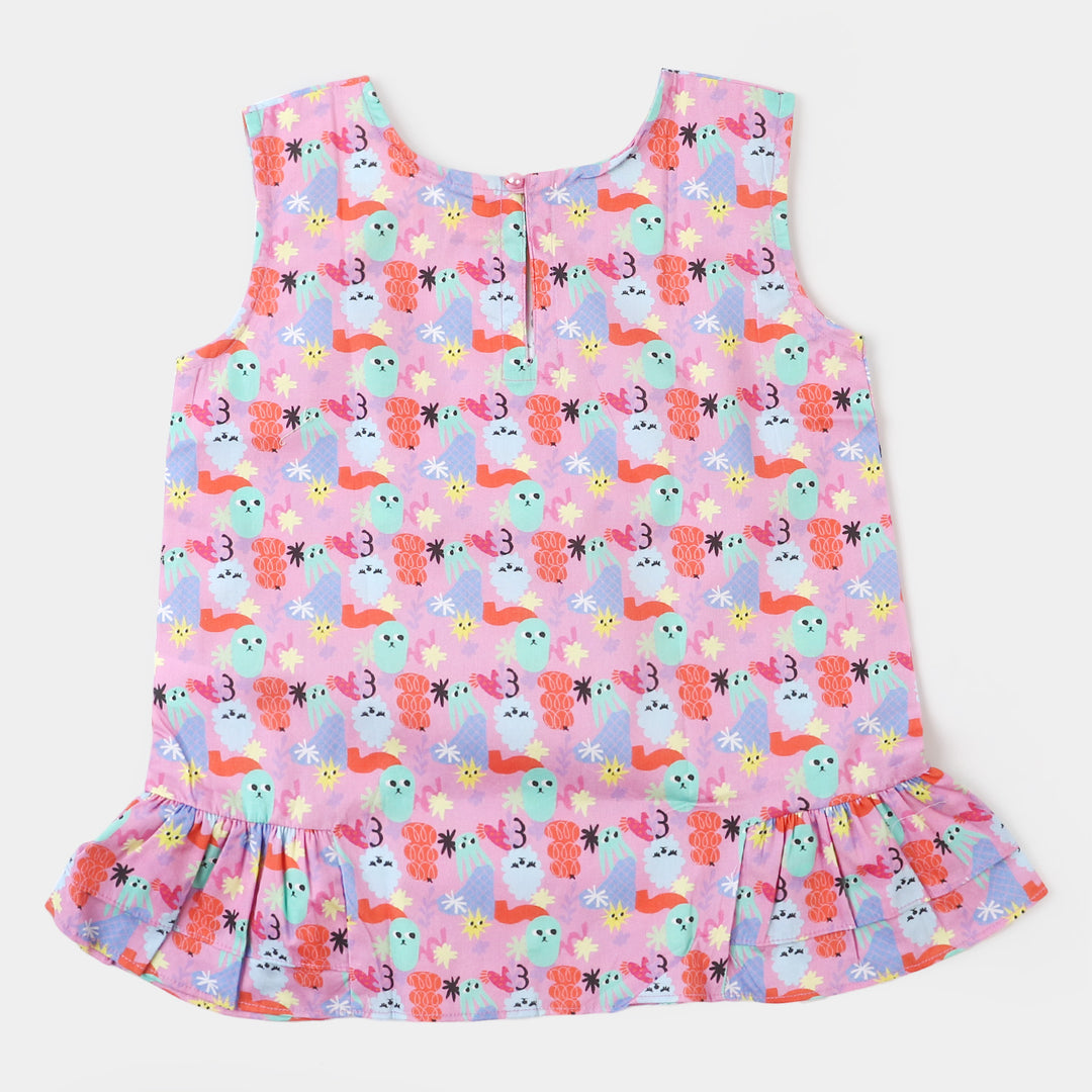 Girls Digital Print Casual Top - Multi
