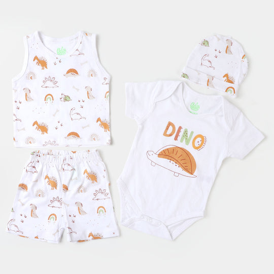 Infant Boys Jersey 4 Pieces Set Dino - White