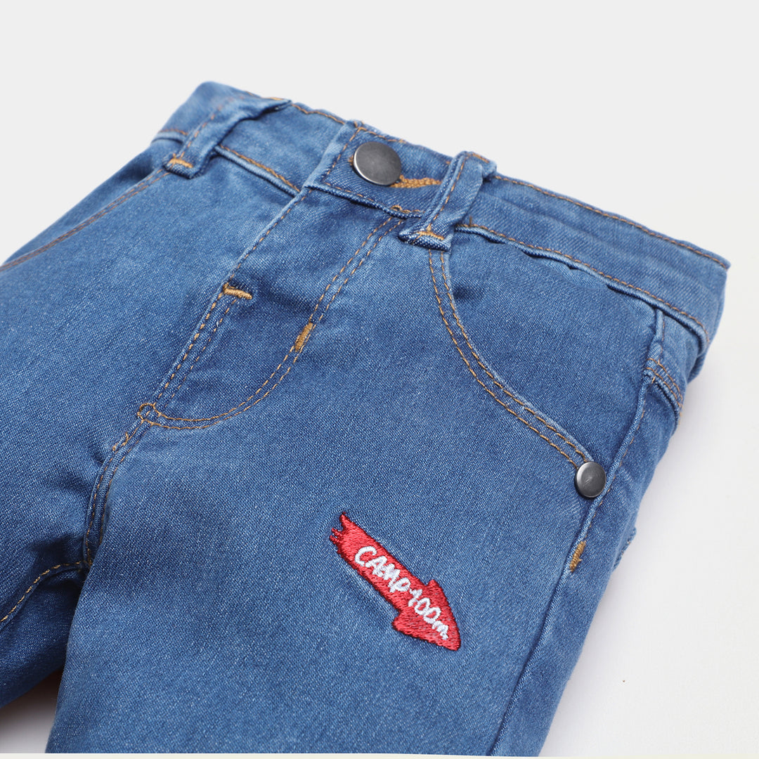 Infant Boys Denim Pant Bear Adventure-Mid Blue