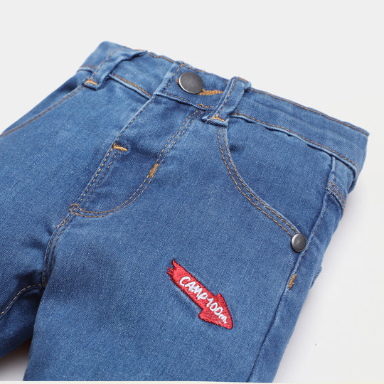 Infant Boys Denim Pant Bear Adventure-Mid Blue